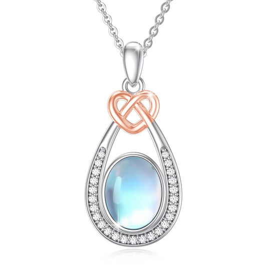 Moonstone Necklace 925 Sterling Silver Teardrop Pendant Necklaces for Women Mom Daughter Niece Wife Birthday Jewelry Gifts