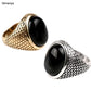 New Vintage Punk Men Ring Black Stone Ring Fashion Oval Shape Black Men Ring for Christmas Gift #1-20037