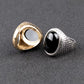 New Vintage Punk Men Ring Black Stone Ring Fashion Oval Shape Black Men Ring for Christmas Gift #1-20037